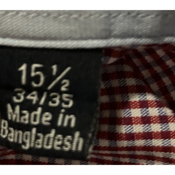 Nautica Shirt Mens 15.5 34/35 Red Gingham Plaid Button Down - Picture 8 of 9